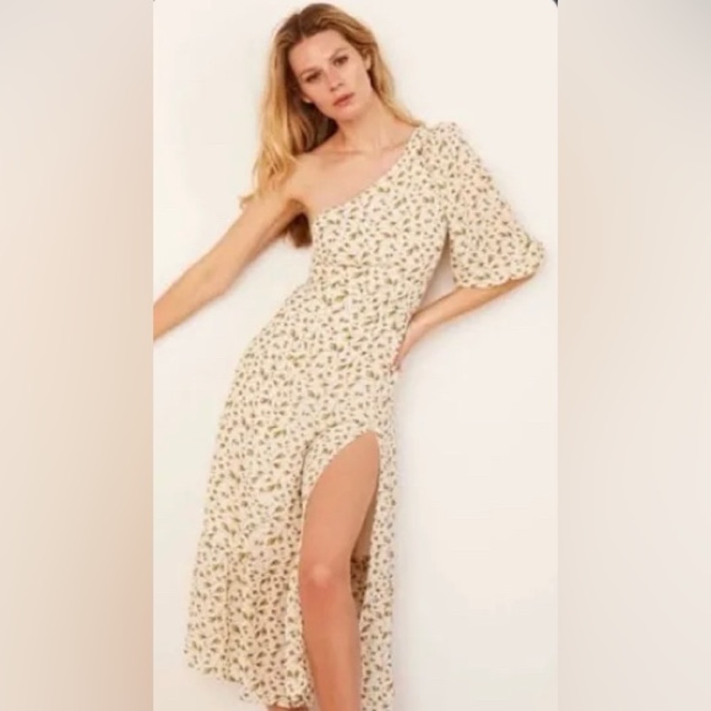 Reformation One Shoulder Floral MIDI Dress